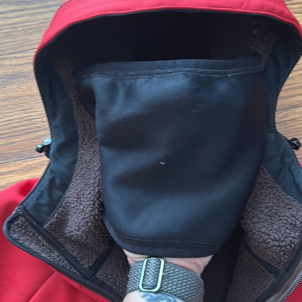 Loki Womens S All In One Red Softshell Jacket Brown Fleece Lined Mitten Sleeves - Picture 4 of 11